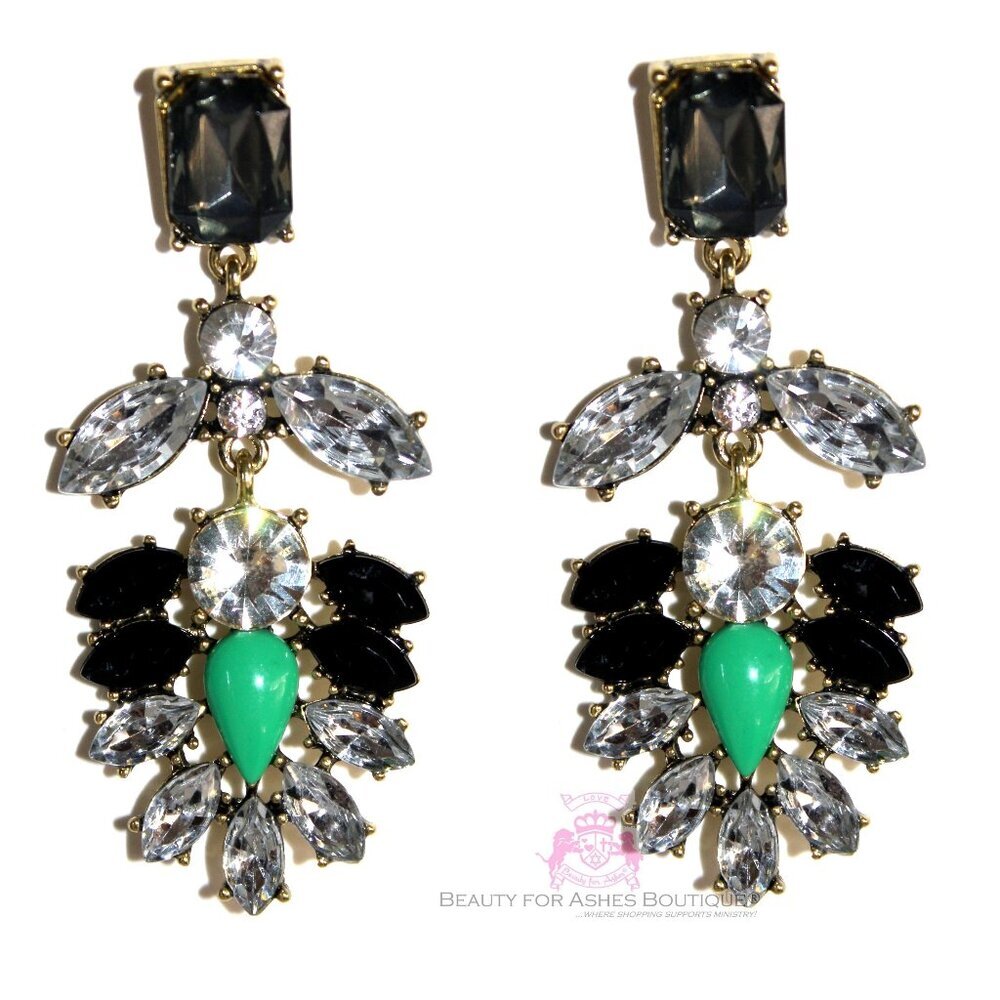 2.75" Garden Themed Statement Earrings - New w/Tags